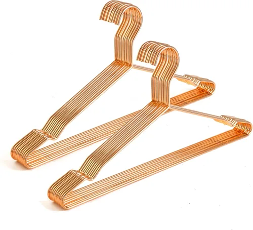 Colgador de ropa delgado de metal resistente de 17 pulgadas para camisas, blusas, abrigos, trajes, vestidos de novia, ahorro de espacio, oro rosa,