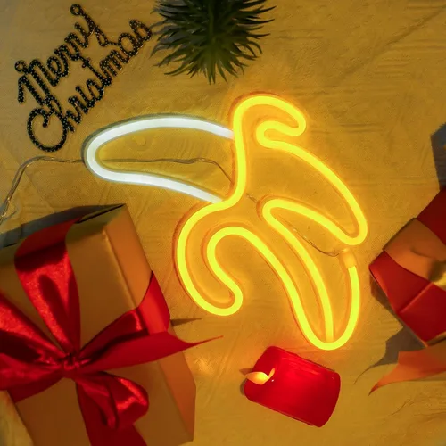 ENUOLI Letreros de Neón LED de Plátano Luz de Neón Decorativa Operada por USB o Batería para el Hogar Luz Nocturna de Plátano Arte Luces de banana 1