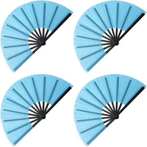 Miniatura 8 de Gionforsy 4 piezas de ventilador de tela de ventilador plegable grande chino Tai Chi ventilador de mano plegable decorativo para fiesta de baile