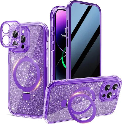Miniatura 14 de Funda magnética de privacidad para iPhone 17 Pro Max [Cartulina con purpurina para bricolaje] [Soporte magnético invisible] Protector de pantalla