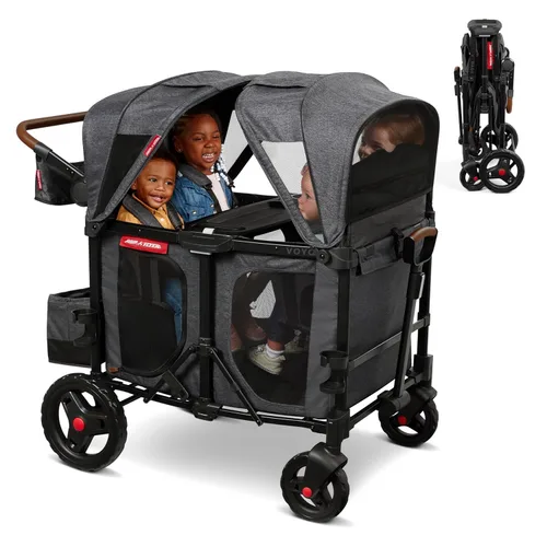 Radio Flyer Voya XT Cochecito Vagón para Bebé – Carrito Rodante de Juego al Aire Libre y Carrito de Playa con Ruedas, Vagón Cochecito Cuádruple para