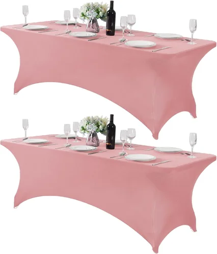 Miniatura 69 de Mantel de elastano para mesas de 4, 6 u 8 pies, mantel elástico universal ajustable para fiestas, banquetes, bodas y eventos - Verde manzana