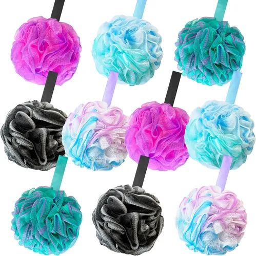 10 paquetes de esponjas de baño tipo lufa de 40g, esponjas de malla suaves para la ducha, bolas de baño exfoliantes para mujeres, hombres y niños,