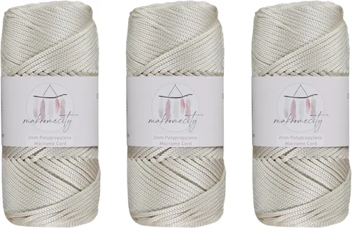 Miniatura 54 de Makromecity, Cordón de macramé de poliéster de 2 mm x 38 m (125 yardas) 2 mm de polipropileno, cordón de macramé para crochet, bolsas de macramé