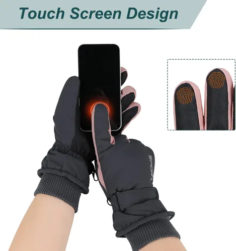 Miniatura 3 de American Trends Guantes de esquí de invierno para mujer, guantes de invierno impermeables para pantalla táctil, guantes de nieve