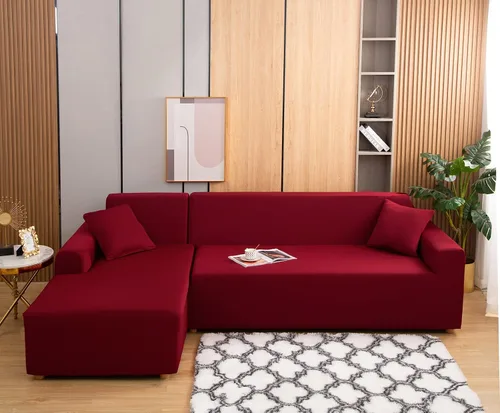 Miniatura 9 de MIFXIN Fundas para sofá modular en L, 2 piezas, elásticas, suaves, de 3 asientos, en forma de L, para sofá esquinero, protector de muebles para sala