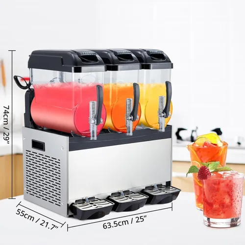 Miniatura 2 de Máquina comercial de granizados Máquina congelada de la bebida, tres tanques 12l 860w acero inoxidable, fabricante de batidos de granizado de vino