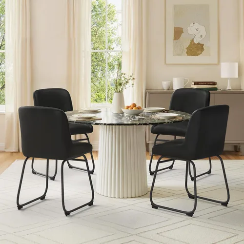 Miniatura 4 de LUE BONA Juego de 4 cómodas sillas de comedor, modernas sillas de cocina tapizadas con respaldo acolchado y patas de metal gruesas para comedor