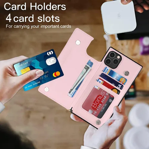 Miniatura 4 de Funda cruzada para teléfono iPhone 11 Pro Max de cuero con tarjetero, funda protectora extraíble y ajustable con botón compatible con iPhone 11 Pro