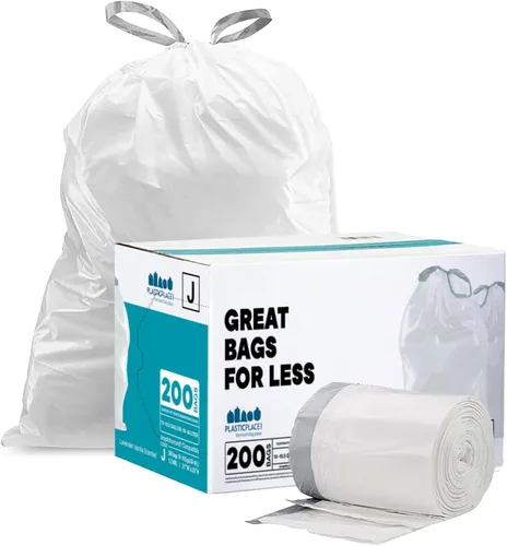 Miniatura 2 de Plasticplace Forro blanco con cordón de lavanda y vainilla suave, compatible con Code J (200 unidades) de 10-10.5 galones / 38-40 litros, 21 x 28