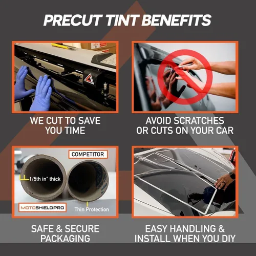 Miniatura 4 de MotoShield Pro Kit de tintado automático de ventana personalizada: 5% - 75% Nano Cerámica Precortada Película de tinte para vehículos sedán de 4