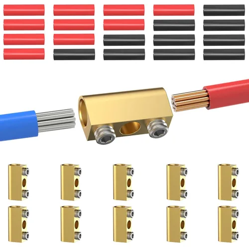 GKG Conectores de Tope con Tornillo de Tipo Fijo Termorretráctiles, Juego de Conectores de Alambre Calibre 10-16 AWG, Terminales de Latón 60A, Unión