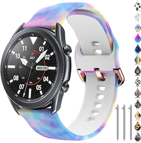 Miniatura 7 de Correa de reloj floral de 0.866 pulgadas compatible con Samsung Galaxy Watch 3 de 1.772 pulgadas/Gear S3 Frontier/Classic, correa de silicona