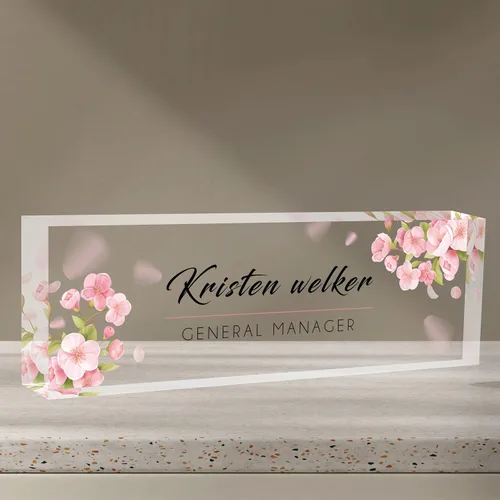 Miniatura 12 de Placa de nombre de escritorio personalizada, placa de nombre de acrílico de margarita africana de alta calidad, placa de nombre personalizada