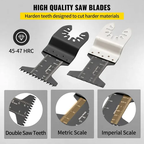 Miniatura 5 de Happybuy Hojas de sierra oscilantes de 50 piezas, juego de cuchillas multiherramienta de liberación rápida. Cuchillas HCS para madera, plástico