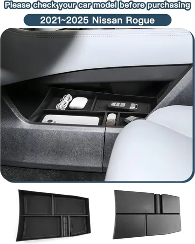 Miniatura 2 de Organizador de consola inferior compatible con Nissan Rogue (S/SL/SV/Platinum) 2021 2022 2023 2024 2025 2026 Nissan Rogue (S/SL/SV/Platinum) Bandeja