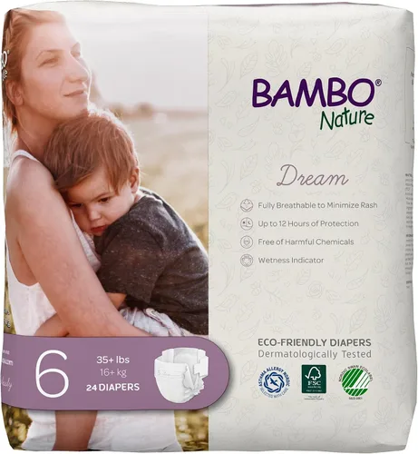 Miniatura 31 de Bambo Nature Pañales hipoalergénicos Dream Baby, pañales sostenibles con etiqueta ecológica de primera calidad, protección mejorada contra fugas