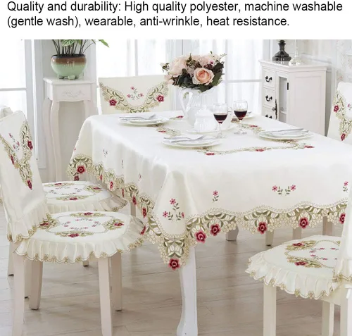 Miniatura 4 de Mantel a prueba de polvo, mantel rectangular, mantel de estilo europeo para decoración de mesa de comedor y cocina (S), mantel rectangular, mantel a