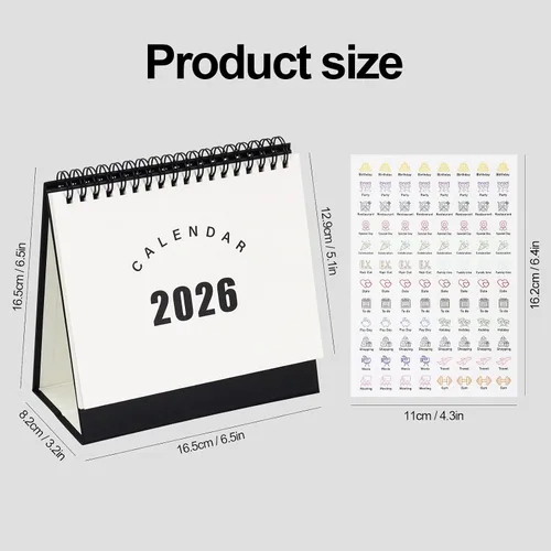 Miniatura 9 de Multibey Calendario de escritorio 2025-2026, calendario de escritorio pequeño abatible de 6.5 x 6.5 pulgadas, julio 2025-diciembre 2026, calendario