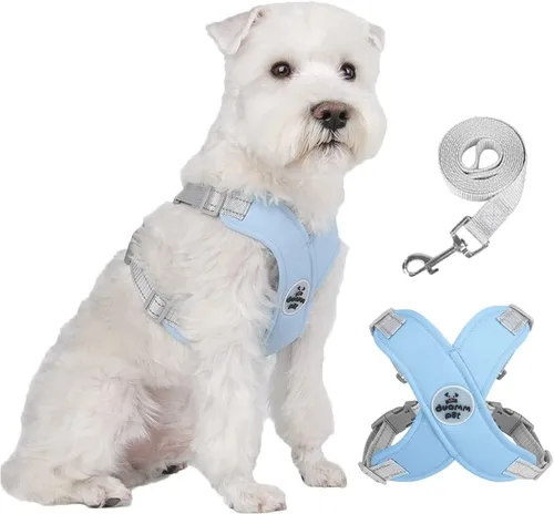 Miniatura 10 de FEimaX Arnés para perro con marco en X para mascotas, sin tirones, juego de correa, ajustable, reflectante, sin estrangulamiento, para cachorros