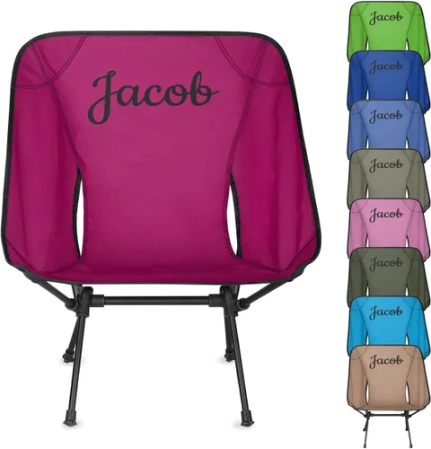 Miniatura 8 de Silla de camping personalizada portátil con nombre, silla plegable ligera para playa, senderismo, rosa, azul y dorado