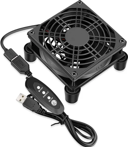 Miniatura 9 de GDSTIME Enfriador de ventilador de enrutador pequeño de 3.150 in con controlador de 3 velocidades L/M/H, CC 5V USB alimentado por USB, ventiladores