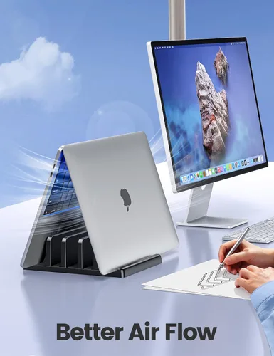Miniatura 3 de Vaydeer Organizador vertical de 3 ranuras para laptop, soporte de almacenamiento para portátil hecho de plástico ABS de alta calidad, diseño 5 en 1
