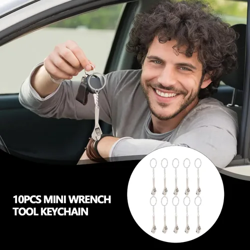 Miniatura 2 de GLOGLOW 10 piezas de mini herramienta de llave, llave de aleación Ti, llavero de metal, llavero colgante para llavero, bolsas, accesorios