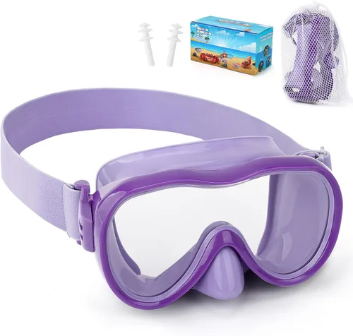 Miniatura 14 de Gafas de natación para niños con cubierta para la nariz, máscara de natación antifugas con correa de tela elástica, gafas de natación con protección