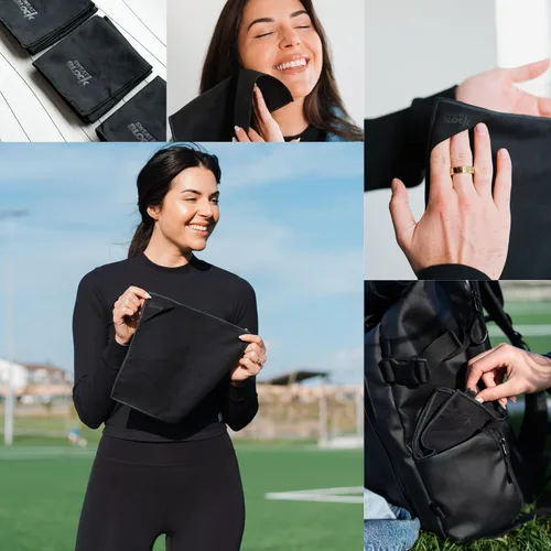 Miniatura 2 de SweatBlock Pañuelos de microfibra que absorben el sudor para hombres y mujeres de 10 x 10 pulgadas, paquete de 5 unidades, color negro
