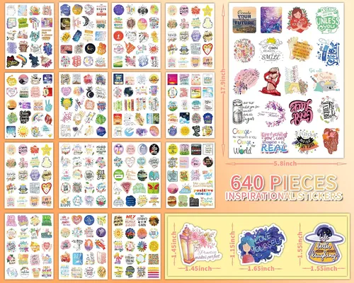 Miniatura 3 de 640 calcomanías inspiradoras con citas para adolescentes, calcomanías motivacionales para adultos y mujeres, calcomanías de libro de recortes