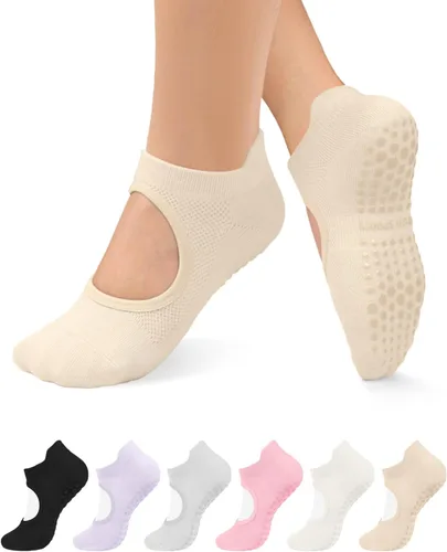 Calcetines de pilates antideslizantes para mujer, calcetines atléticos de yoga para barre ballet, descalzo, entrenamiento, hospital