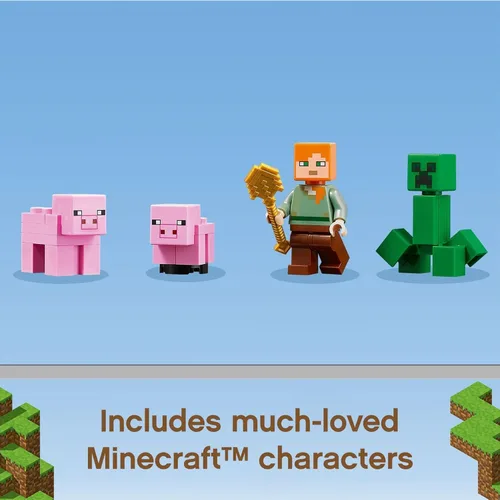 Miniatura 3 de LEGO Minecraft La casa del cerdo, 21170 con Alex, Creeper y 2 figuras de cerdo, juguete de construcción de animales, gran regalo para niños, niños