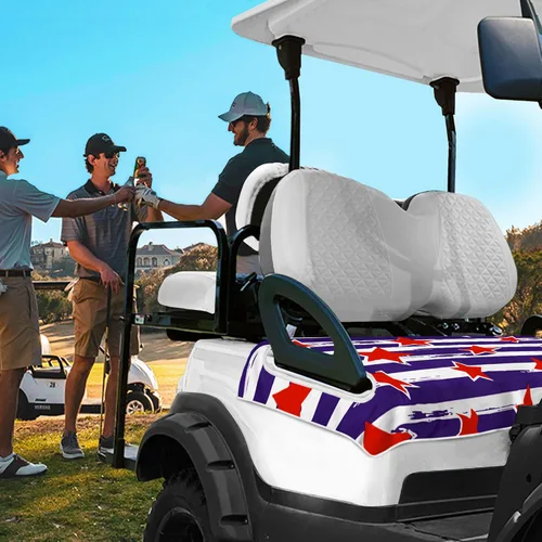 Miniatura 6 de YOKYHOM Fundas de asiento de carrito de golf con bandera estadounidense para 2/4 plazas, manta patriótica de Estados Unidos mantiene los asientos