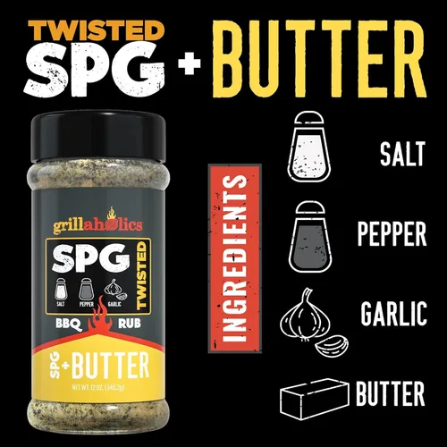 Miniatura 5 de Grillaholics SPG Condimento con mantequilla – Condimento para carne de mantequilla de ajo y barbacoa – Sal, pimienta y ajo premium multiusos