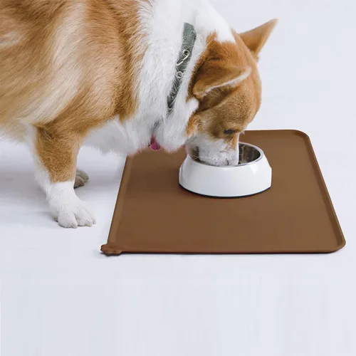Miniatura 6 de AUDWUD - Tapete de silicona impermeable para alimentación de mascotas, antideslizante, tapete para tazón de perros para comida y agua Marrón