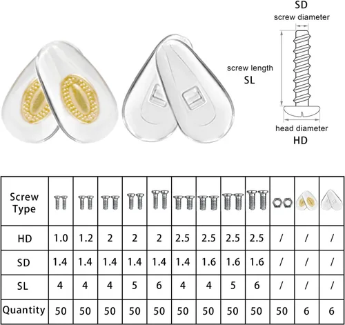 Miniatura 5 de Kit de reparación de lentes con tornillos para gafas, contiene kit de destornillador de precisión y almohadillas nasales, paño de limpieza, pinzas