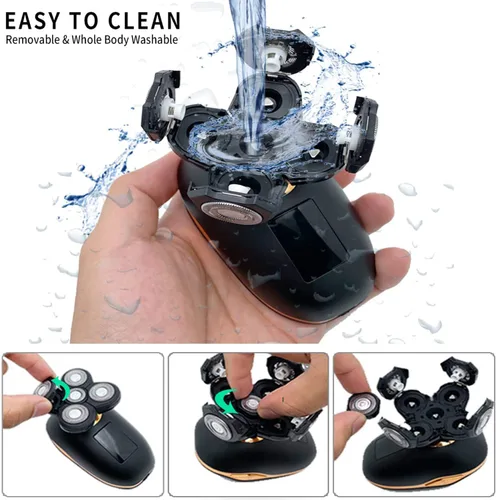 Miniatura 4 de Cabezales de repuesto para afeitadora de cabeza magnéticas, 7 cuchillas, compatibles con Freebird Shaver y otras marcas (negro5)