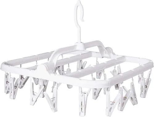 Perchas plegables con 26 clips de secado, colgador de ropa interior con clips, clip de plástico para ropa sucia y colgador de secado por goteo para
