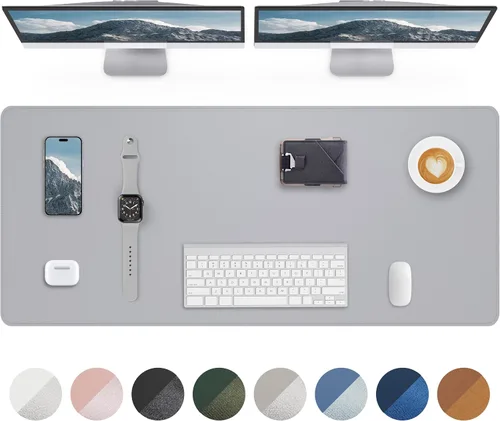 Miniatura 50 de Tapete protector para escritorio y mouse, antideslizante, de piel sintética, tapete impermeable de escritura para laptop, para oficina y hogar