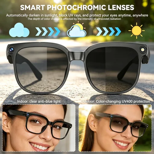 Miniatura 5 de Lentes inteligentes AI con cámara, lentes de cámara de 8 MP, grabación de video antivibración de 1080P, traducción en tiempo real, asistente de voz