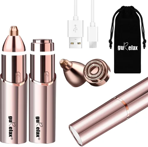 Miniatura 10 de gurelax - Removedor de vello facial para mujer, cara, barbilla, labio, bigote, cuello, axila, melocotón, difuminado, eléctrico, sin dolor, con 2