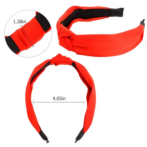 Miniatura 6 de VELSCRUN Paquete de 12 diademas de satén para mujer, antideslizantes, anudadas, anchas, en negro y blanco, diademas bonitas boho, bandas