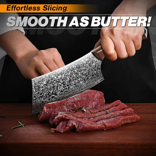 Miniatura 4 de Huusk Cuchillo de carnicero japonés de 6.4 pulgadas, cuchillo de carnicero forjado a mano para cortar carne, cuchillo de cortar verduras, acero
