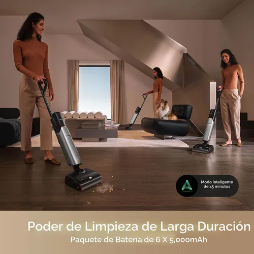 Miniatura 8 de Aspiradora en Seco y Húmedo Mova X4 Pro, 20000Pa Aspiradora Trapeadora Inalámbrica con Cero Enredos, Trapeado con Agua Caliente para Desórdenes