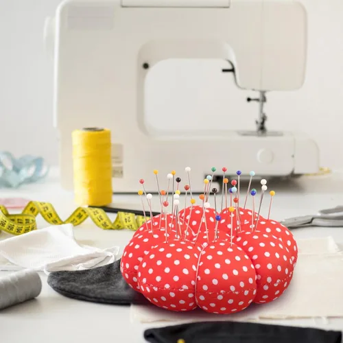 Miniatura 7 de Rolybag Alfileres de muñeca con correa elástica, cojín de aguja de calabaza para costura, pinza de aguja portátil, para costura o manualidades (rojo)