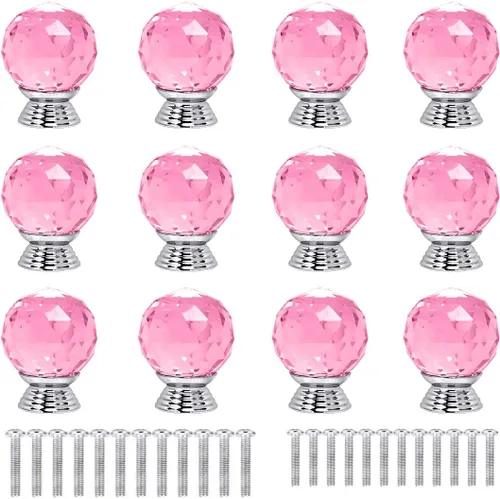 Miniatura 17 de 12 pomos de cristal de forma redonda de 1.18 pulgadas con tornillos, perilla de cajón para tirar, utilizada para cocina, tocador, puerta, armario