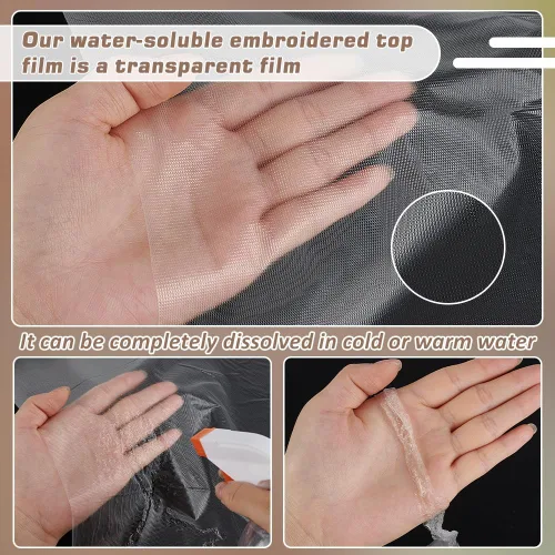 Miniatura 4 de INTERWARM Paquete de 2 rollos transparentes de 12 pulgadas x 50 yardas, estabilizador de bordado soluble en agua, película soluble en agua PVA