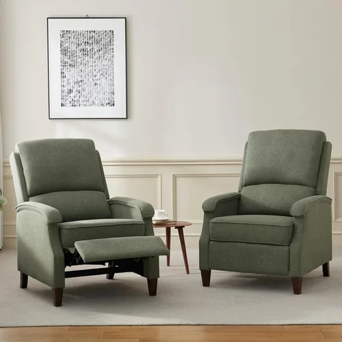 Miniatura 8 de VKNOW Silla reclinable, sillón reclinable de tela con reposabrazos suave, asiento de cine en casa con respaldo ajustable y soporte lumbar, sofá Verde