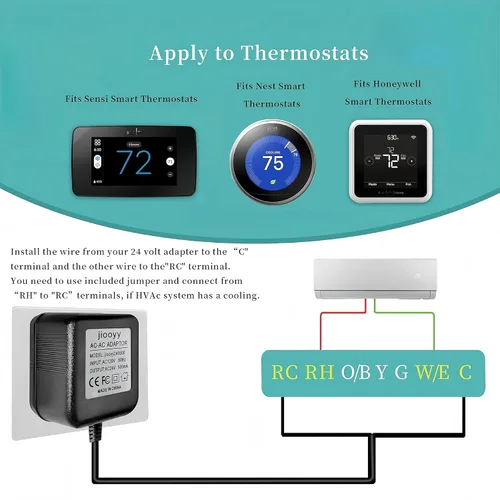 Miniatura 5 de Adaptador de corriente de timbre de 24 voltios - Adaptador de cable C de 16.4 pies, transformador de timbre compatible con Ring, Nest Hello, Wyze